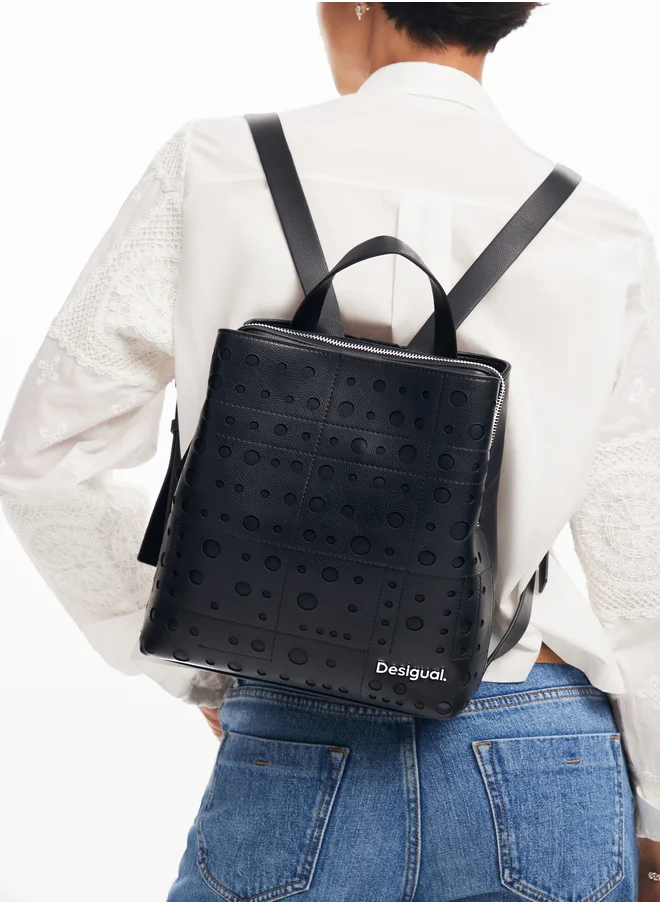 DESIGUAL Circle Pattern Faux Leather Backpack