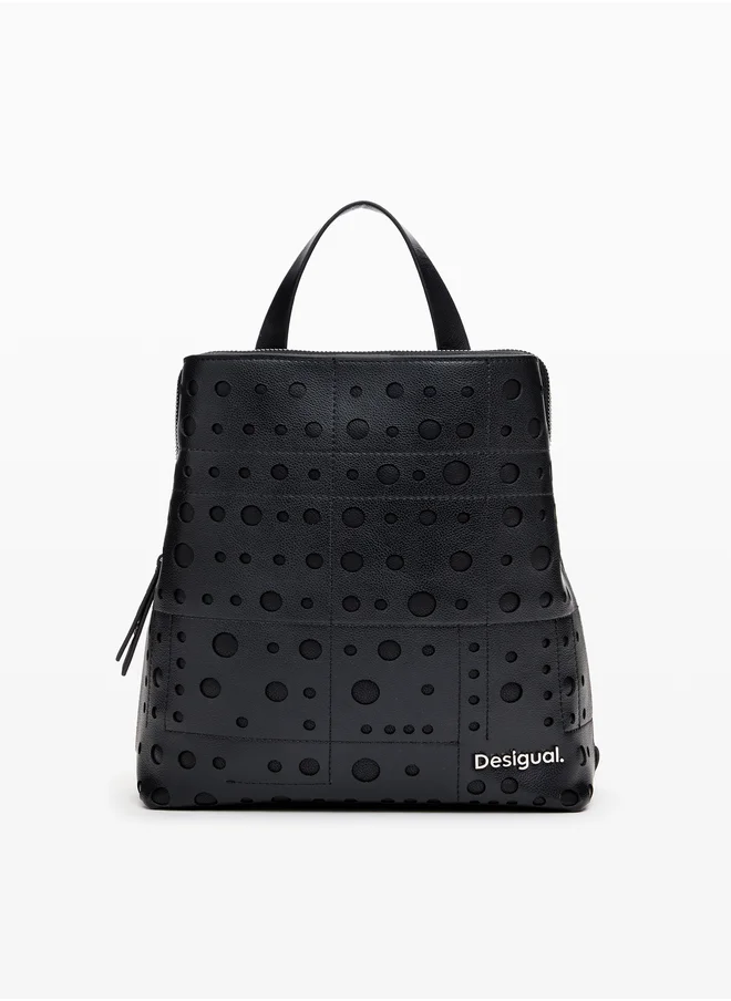 DESIGUAL Circle Pattern Faux Leather Backpack