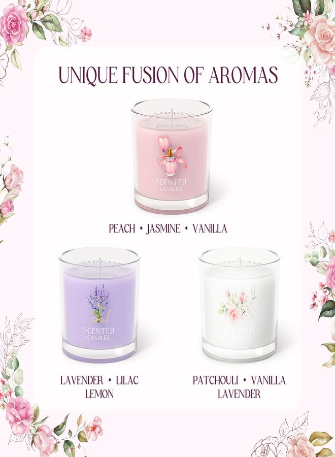 CHILLFLAME Birthday Candles, Scented Candles Gift Set for Stress Relief, 3 Votive Candles for Women and Men, Birthday Candle Gifts for Women (Pink + Purple + White, 7 oz) - Image 2