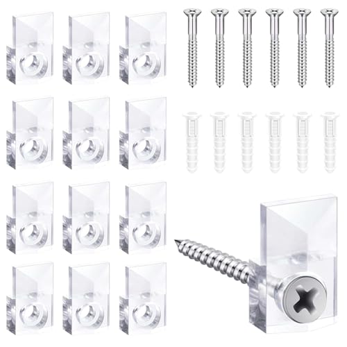MTRoyaldia 20 Sets of Mirror Holder Clips Kit,Crystal Clear Plastic Mirror Clip,Mirror Holder Clips Glass Retainer Clips Kit,Mirror Hanging Kit with Screws and Fixed Mirror Box Door - Image 1
