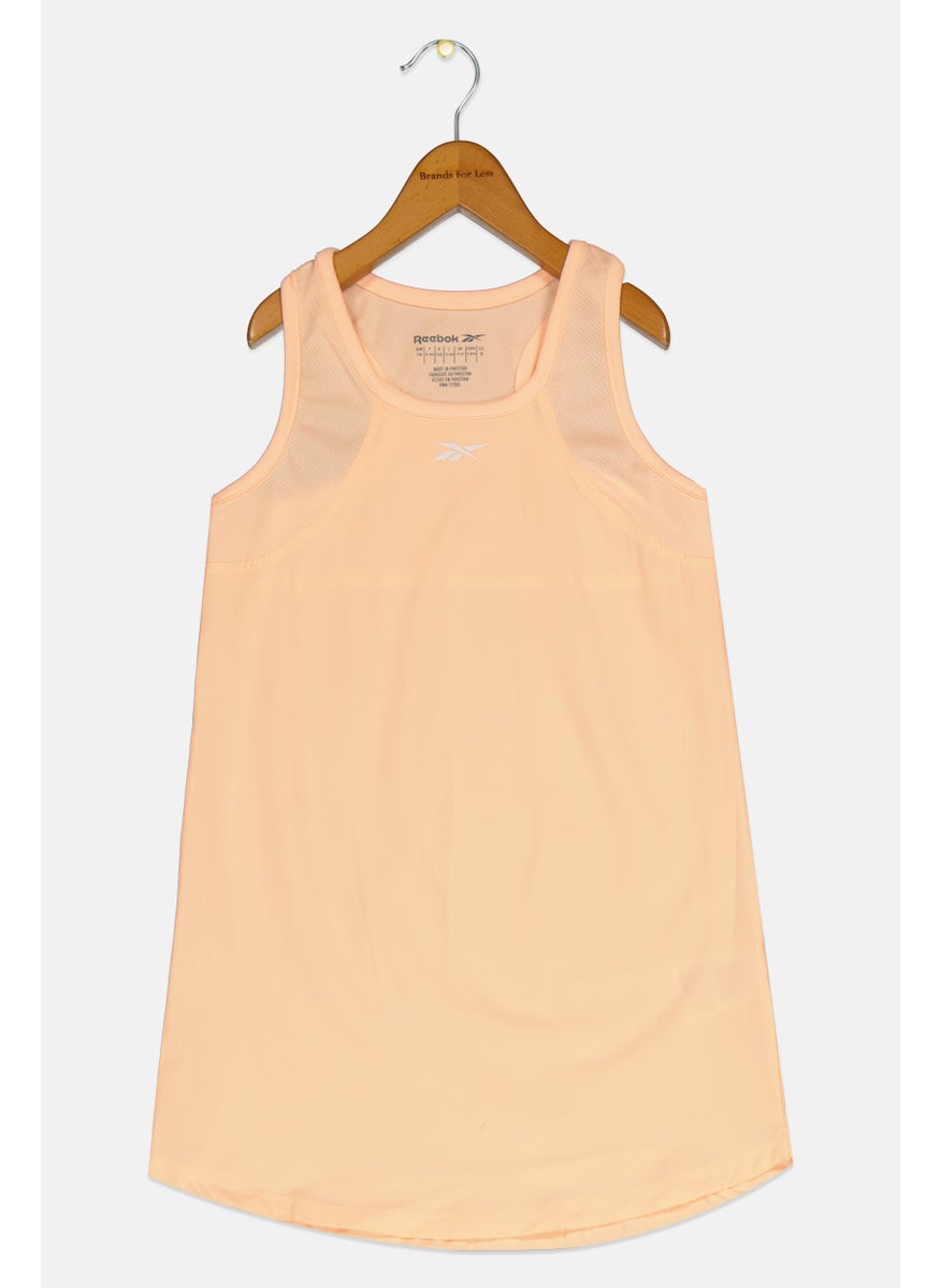 Reebok Kids Girl Brand Logo Sleeveless Tank Top, Peach  - Image 1