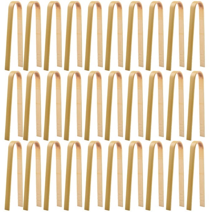 30 PCS WOODEN TONGS FOR CHARCUTERIE MINI BAMBOO DISPOSABLE TONGS FOR SERVING FOOD NATURAL WOODEN COOKING TOAST