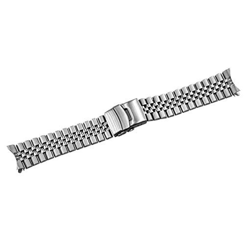 Kai Tian كاى تيان بريميوم ستانلس ستيل نهايات منحنية نصف قمر 5 خرزات سوار ساعة معدني فضي 20mm 22mm - Image 3