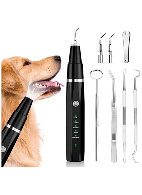 Ultrasonic Tooth Scaler for Dogs with 5 Modes & LED Lamp, Dog Toothbrush to Remove Stains Calculus, Dog Tooth Brushing kit for Plaque and Tartar Remover, IPX8 Waterproof Dog Teeth Cleaning kit