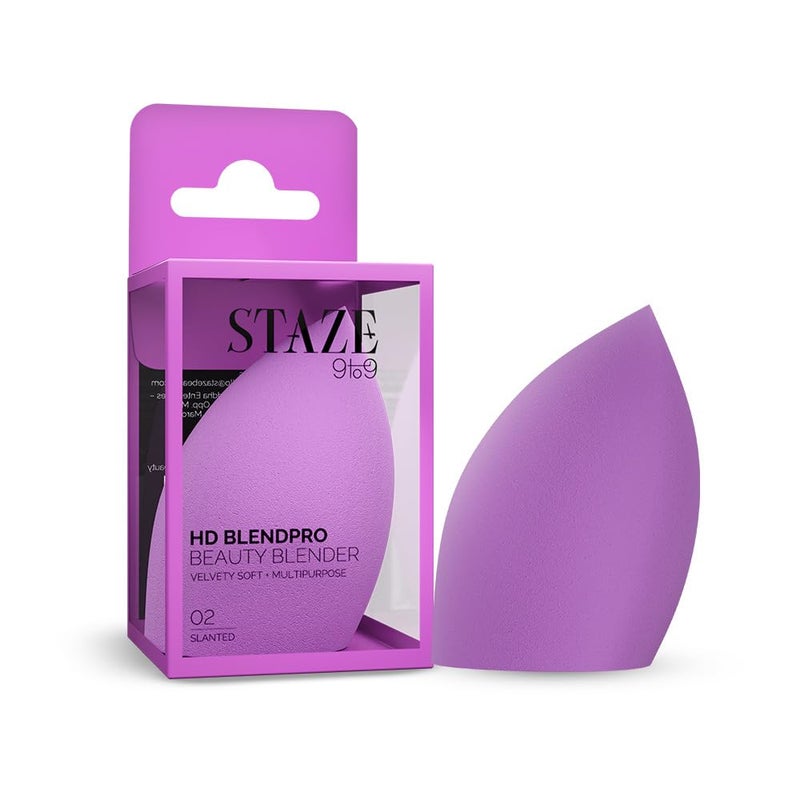 Staze 9to9 HD BlendPro Beauty Blender | Velvety Soft + Multipurpose Makeup Sponge | Reuable Blending Sponge For Loose powder and Foundation | 02 Slanted - Image 1