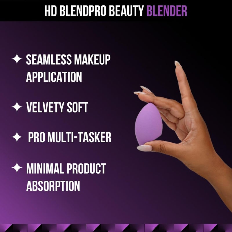 Staze 9to9 HD BlendPro Beauty Blender | Velvety Soft + Multipurpose Makeup Sponge | Reuable Blending Sponge For Loose powder and Foundation | 02 Slanted - Image 2