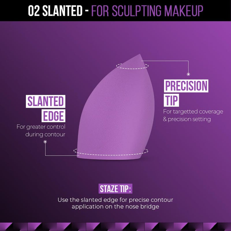Staze 9to9 HD BlendPro Beauty Blender | Velvety Soft + Multipurpose Makeup Sponge | Reuable Blending Sponge For Loose powder and Foundation | 02 Slanted - Image 3