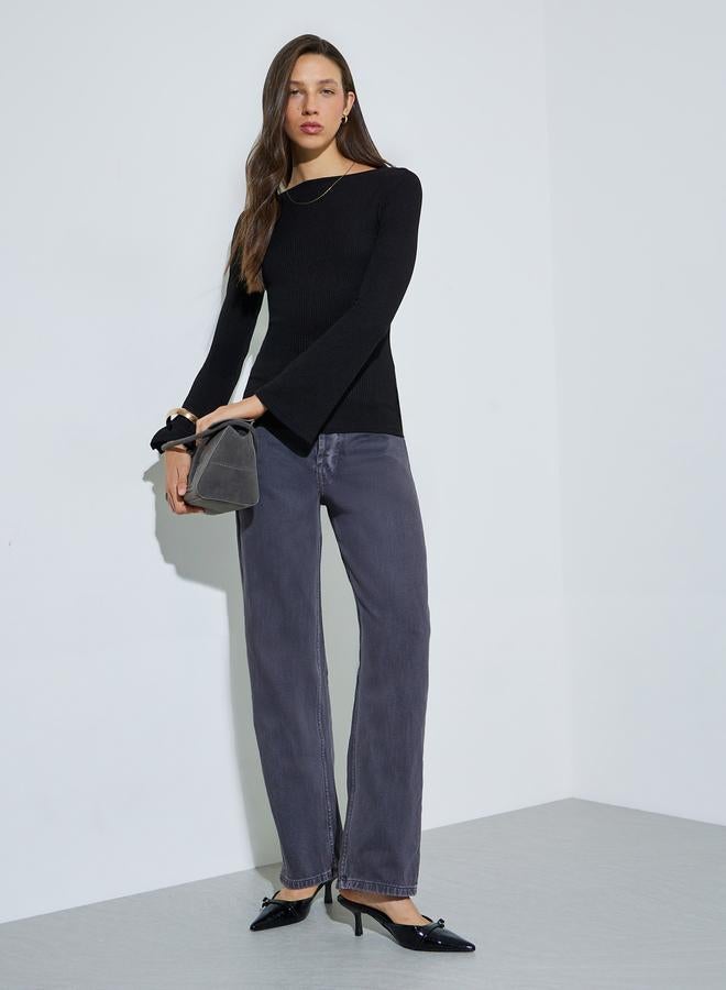 Styli Rib Knit top with flared full sleeve - Image 2
