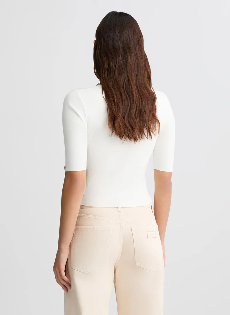 Liu Jo White crop top with bejewelled embellishment