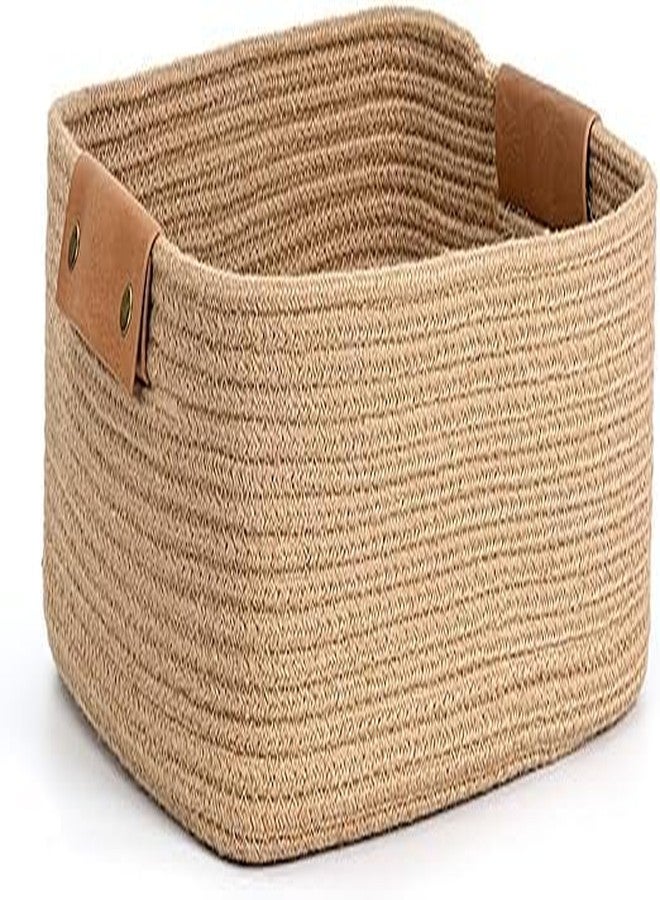 Nefity Decorative Cotton Rope Storage Basket with Lid, Animal Design, Beige and Red, Handwoven Organiser Box for Home (Beige organise) - Image 1