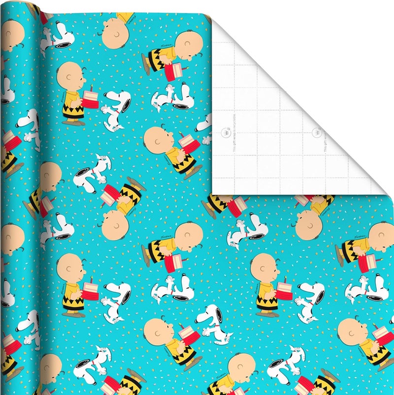 Hallmark Peanuts Wrapping Paper Rolls for Birthdays, Easter, Christmas (Set of 3 Rolls: 60 Sq. Ft. Total) Snoopy, Charlie Brown, Woodstock, Green, Blue, Red - Image 4