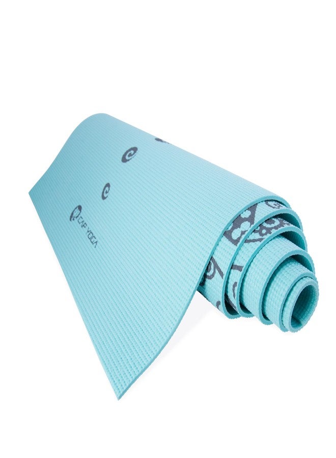 CAP Barbell CAP Yoga Mat with Carry Strap, 5mm, Mandala Design, Light Blue - Image 5