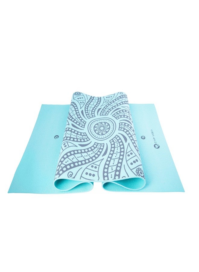 CAP Barbell CAP Yoga Mat with Carry Strap, 5mm, Mandala Design, Light Blue - Image 3