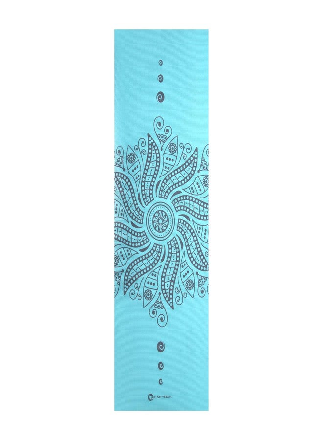 CAP Barbell CAP Yoga Mat with Carry Strap, 5mm, Mandala Design, Light Blue - Image 4