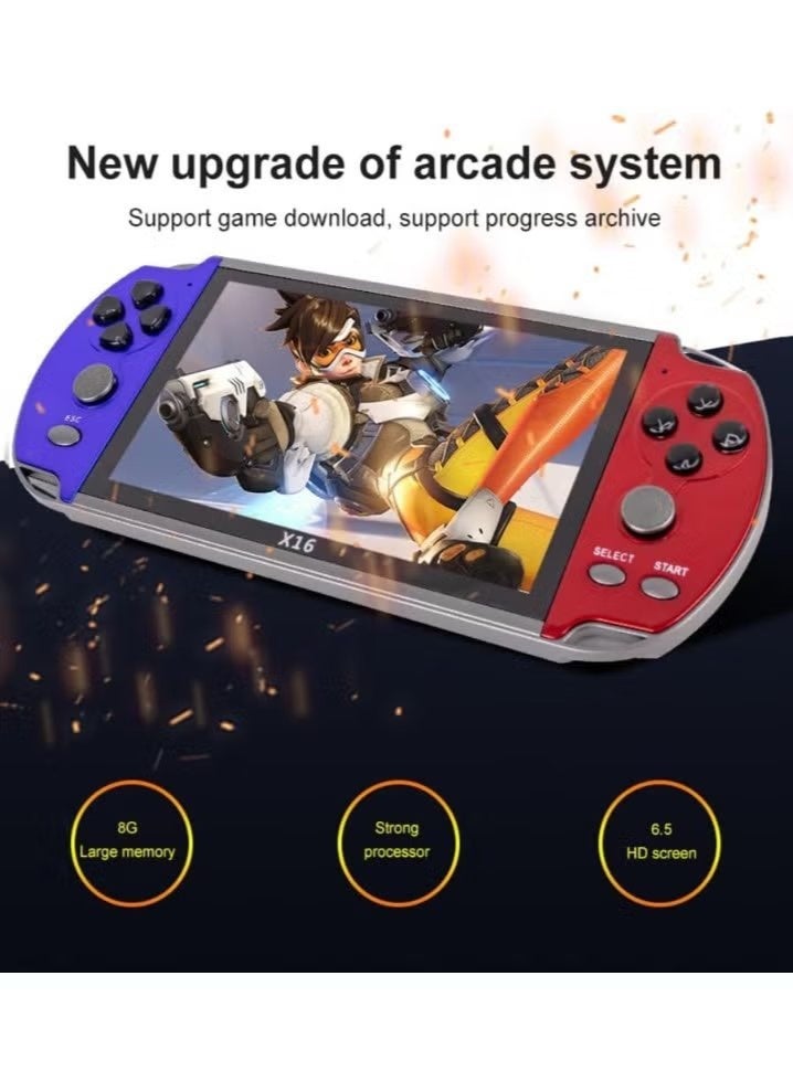 SMARTX X16 Handheld Game Console 6.5 Inch HD Screen, Portable Retro Gaming System, Preloaded Games with 8GB Card, Classic Arcade Video Game Player for Kids Adults Travel Entertainment - Image 4