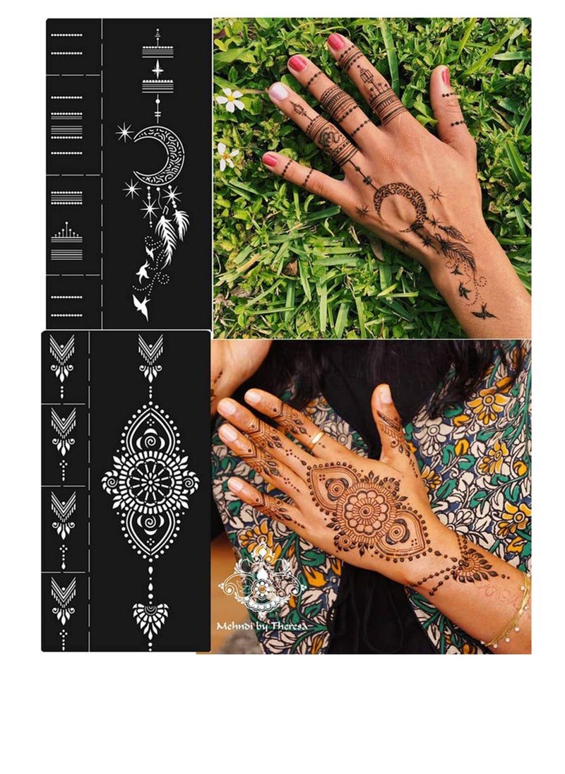 Excefore - Tattoo Templates, Henna Tattoo Stencils, 12 Sheet Hand Temporary Tattoo Stickers, Self-Adhesive Reusable, Temporary Tattoos for Kids&Adults Body Art Template, Painting Stencils - Image 1