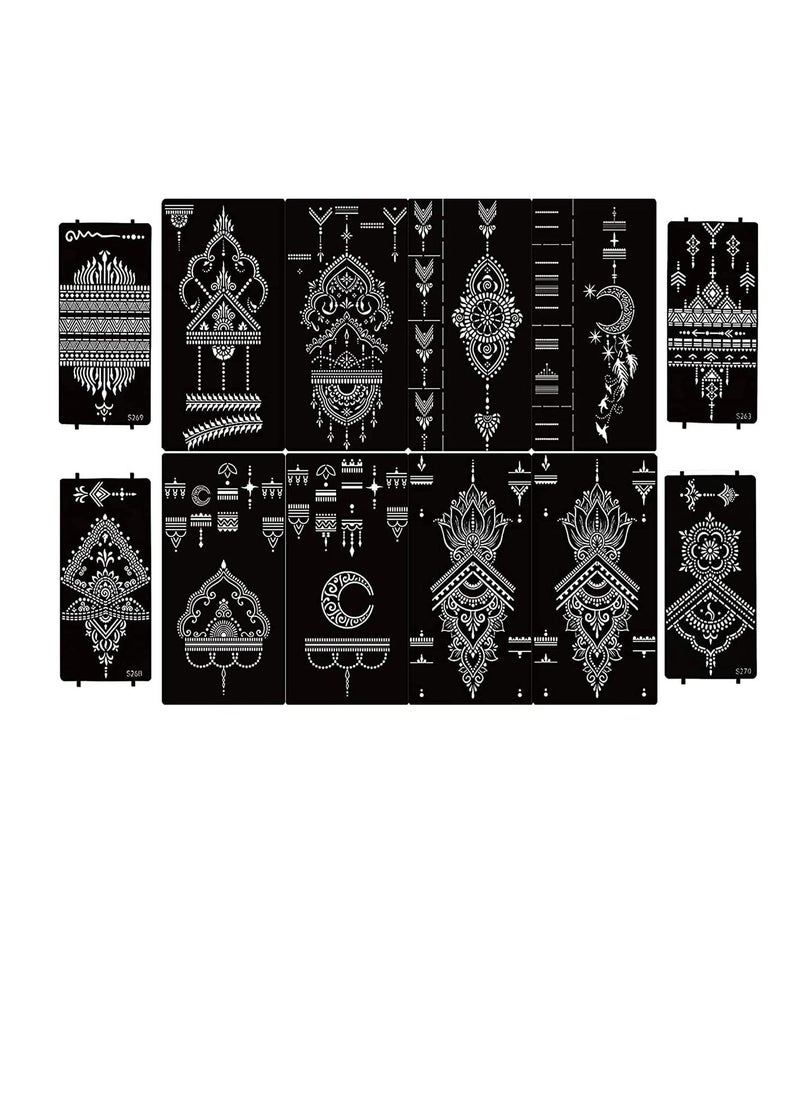 Excefore - Tattoo Templates, Henna Tattoo Stencils, 12 Sheet Hand Temporary Tattoo Stickers, Self-Adhesive Reusable, Temporary Tattoos for Kids&Adults Body Art Template, Painting Stencils - Image 1