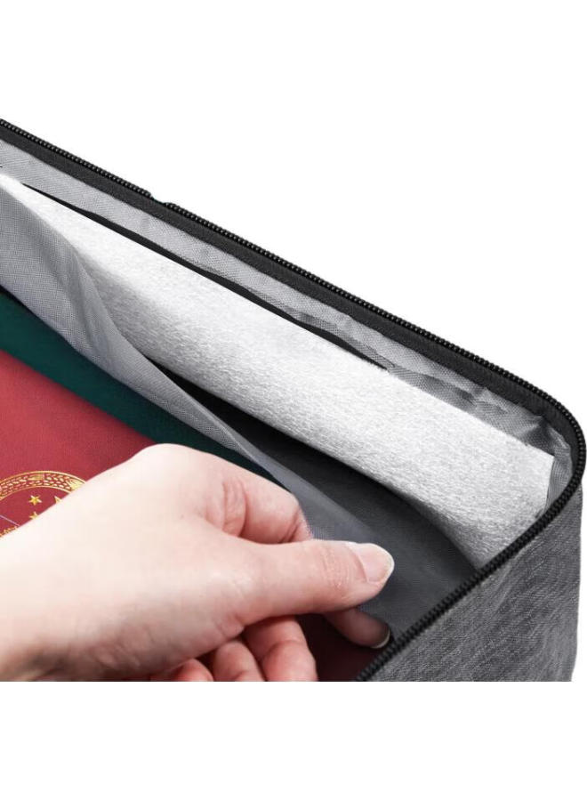 Dsb (Disbi) Multifunctional Document Storage Bag, File Organizer, Card Holder, Gray, 3 Compartments With Lock, Organizing Tool, 8411 - Image 1