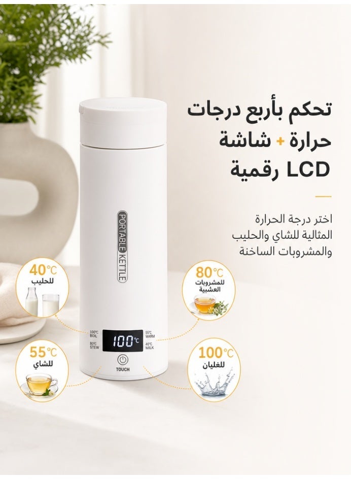 Portable Electric Kettle 500ml Travel Water Boiler 316 Stainless Steel Inner Liner 4-Level Temperature Control Close-Lid Heating Triple Pressure Relief Leak-Proof UK Plug 220V for Office Travel Baby Milk Tea Coffee - Image 2
