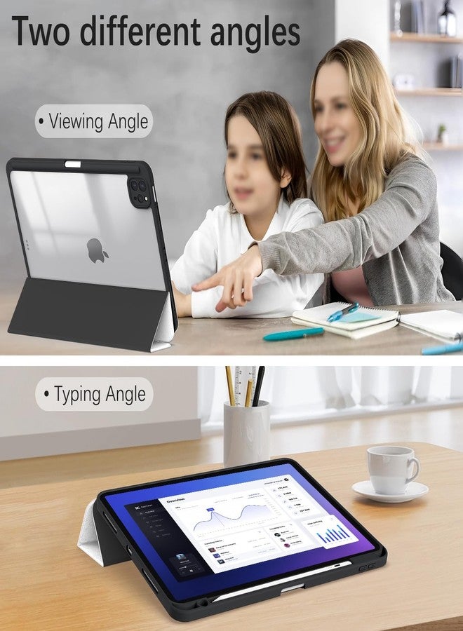 Xkladz جراب Xkladz لجهاز iPad Pro مقاس 11 بوصة، الجيل الرابع/الثالث/الثاني/الأول (2022/2021/2020/2018)، جراب مع حامل قلم، غطاء خلفي شفاف، تصميم أنيق وجذاب للنساء والفتيات، خاصية التشغيل/الإيقاف التلقائي، زهرة زرقاء - Image 5