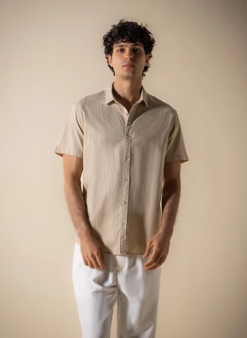 SHAPES LINEN COTTON BLEND RELAXED SHIRT