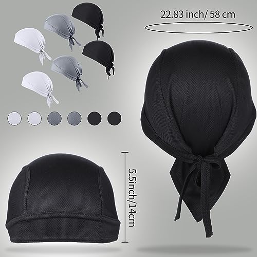 Geyoga 6 Pieces Do Rags Sweat Wicking Beanie Cooling Durags Skull Cap Motorcycle Head Wrap Bandana for Men Women (Black, White, Gray,Simple Style) - Image 2
