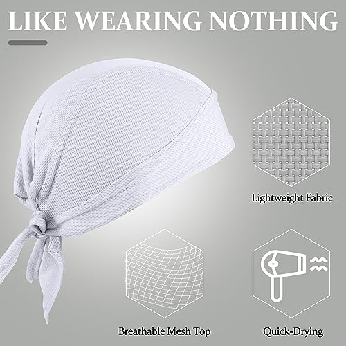 Geyoga 6 Pieces Do Rags Sweat Wicking Beanie Cooling Durags Skull Cap Motorcycle Head Wrap Bandana for Men Women (Black, White, Gray,Simple Style) - Image 4