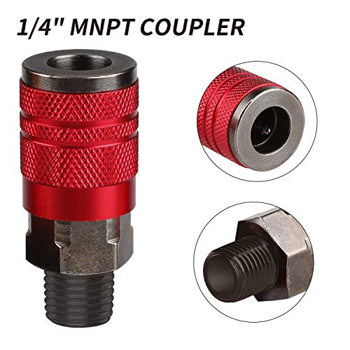 Hromee 4-Way Straight Air Manifold 5 Ports Aluminum Industrial Pneumatic Air Compressor Quick Connect Socket In Line Type Air Hose Splitter with 4 Couplers and 1/4" Male NPT Plug - Image 3