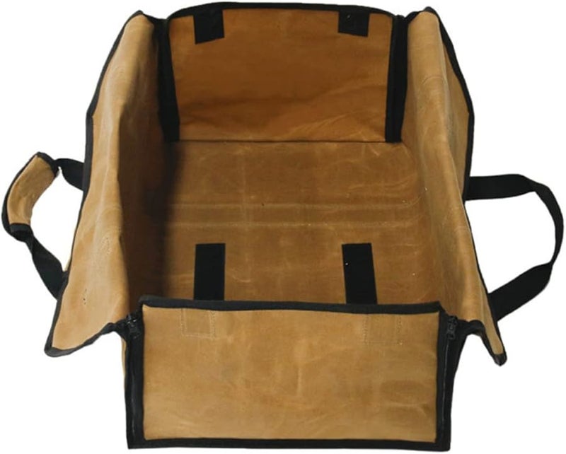 حقيبة تخزين الحطب المحمولة مع مقابض مبطنة ومشبك معدني - Image 2