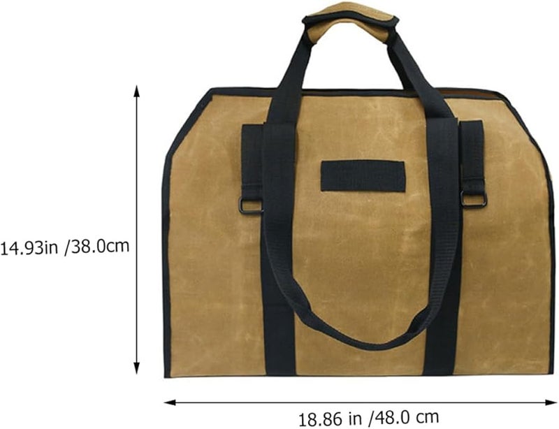 حقيبة تخزين الحطب المحمولة مع مقابض مبطنة ومشبك معدني - Image 3