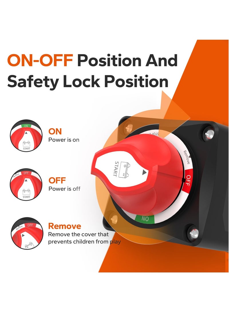 Zikra Battery Switch 12-48V Waterproof Battery Shut Off Switch Battery Power Cut Master Switch Disconnect Isolator 275A High Current for Car Vehicle RV and Marine Boat (On/Off) - Image 3