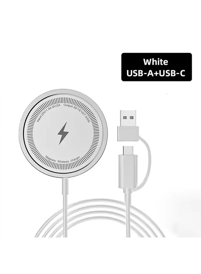 Five Star Electronics Fast Magnetic Wireless Charger for iPhone 12/13/14/15/16 Series & AirPods 2/3, MagSafe Charging Pad with USB-A & USB-C Ports, for Pro, Pro Max, Plus Models, Portable Fast Charge Station - Image 1