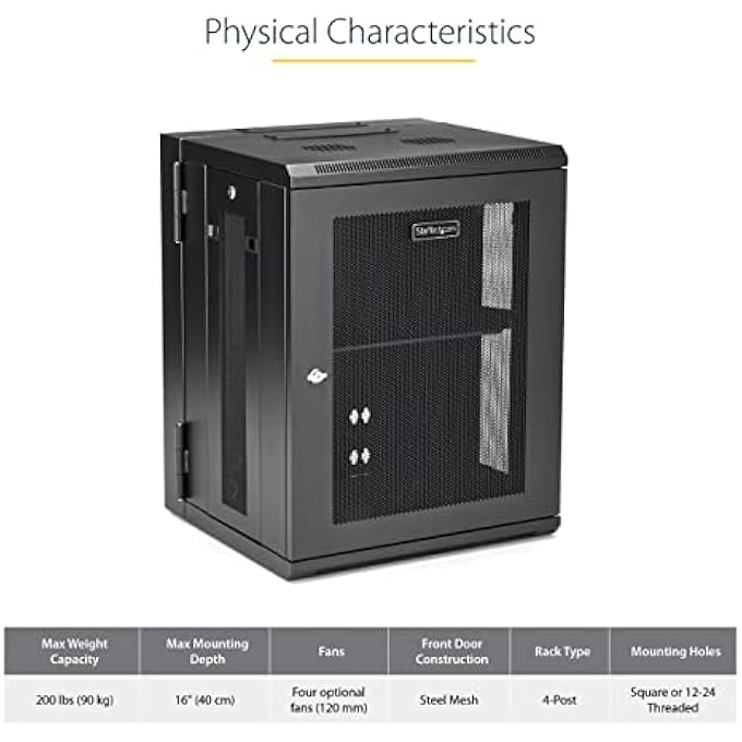 rayihni .COM 4-POST 15U WALL MOUNT NETWORK CABINET W/ 1U SHELF, 19" WALL-MOUNTED SERVER RACK FOR IT/DATA COMPUTER EQUIPMENT - Image 3