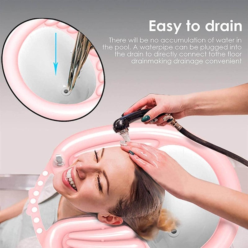 Kixre Kixre Inflatable Hair Washing Tray Lightweight Portable Shampoo Bowl Sink Made for Handicapped Bedridden Kids Seniors Bedridden Adjustable Strap No Spills Shampoo Bowl - Image 2