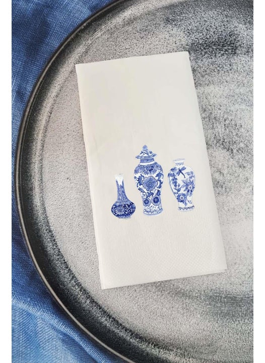 Bleu Blanc Vase Talking Napkin Presentation Napkin