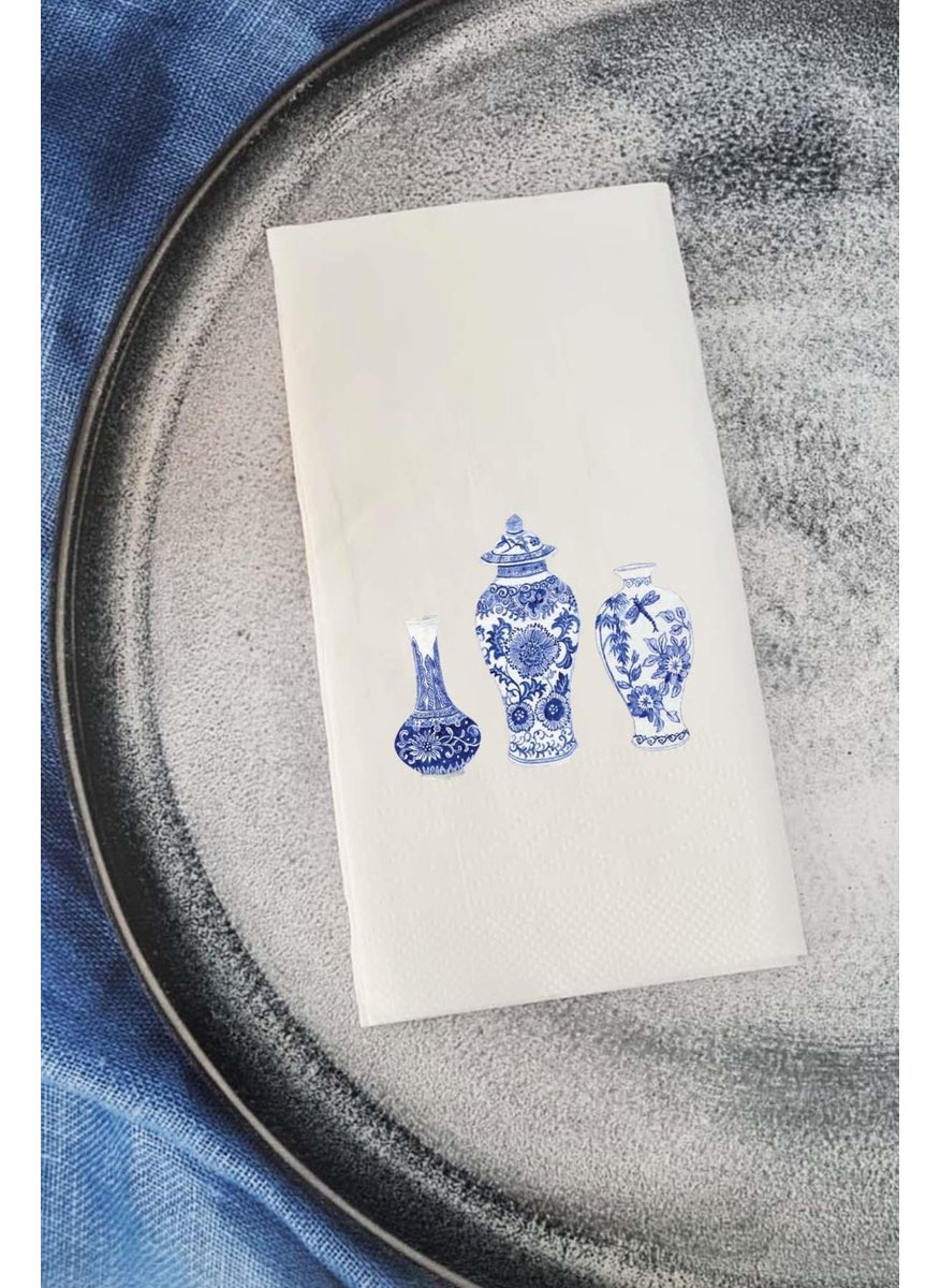 Pekshop - Bleu Blanc Vase Talking Napkin Presentation Napkin - Image 1