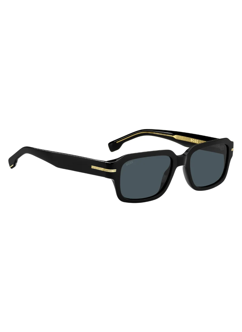 بوس Men's UV Protection Sunglasses Boss 1596/S Black 37 - Lens Size: 53 Mm