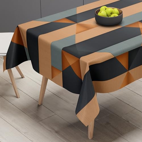 BRIDA® Polyester Spandex Stretchable Floral Geometric Printed Dining Chair Covers Elastic Chair Seat Case Protector, Slipcovers (6 Seater Table Cover + 6 Chair Cover, Camel Geometric) - Image 3