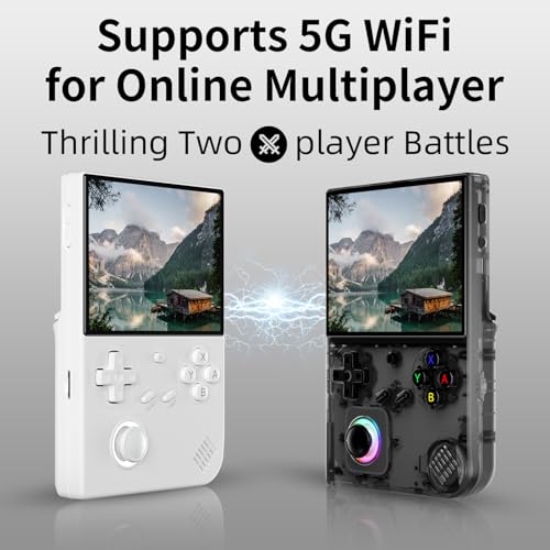 Voacle RG40XX V Retro Handheld Game Console , RG40XXV Game Console 4.0 Inch IPS Screen Linux System Built-in 64G TF Card 5017 Games Support TV Output 5G WiFi Bluetooth 4.2(White) - Image 5