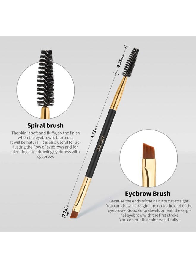 docolor - Docolor 3Pcs Duo Eyebrow Brush, Professional Eye Makeup Tool, Eyeshadow Brush and Spoolie Brush Black - Image 1