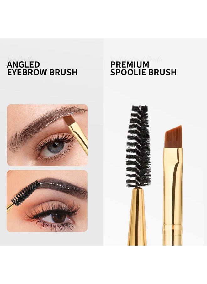 docolor - Docolor 3Pcs Duo Eyebrow Brush, Professional Eye Makeup Tool, Eyeshadow Brush and Spoolie Brush Black - Image 1