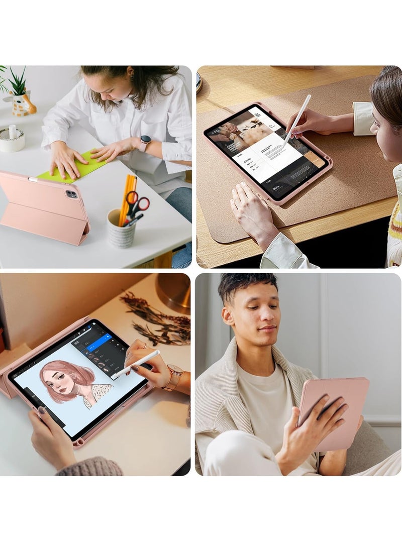 MIGOFAST IPad Pro 11 Inch Case 2024 M4 with Pencil Holder  Trifold Stand with TPU Back Shockproof Case for iPad Pro 11 2024 Support Apple Pencil Pro/USB-C Rose Gold - Image 5
