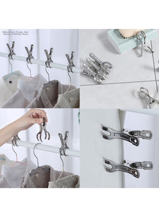 Zigman Cigeman Stainless Steel Large Clips Windproof Clips Clothespins For Drying Clothes, Quilts, And Garments - Image 2