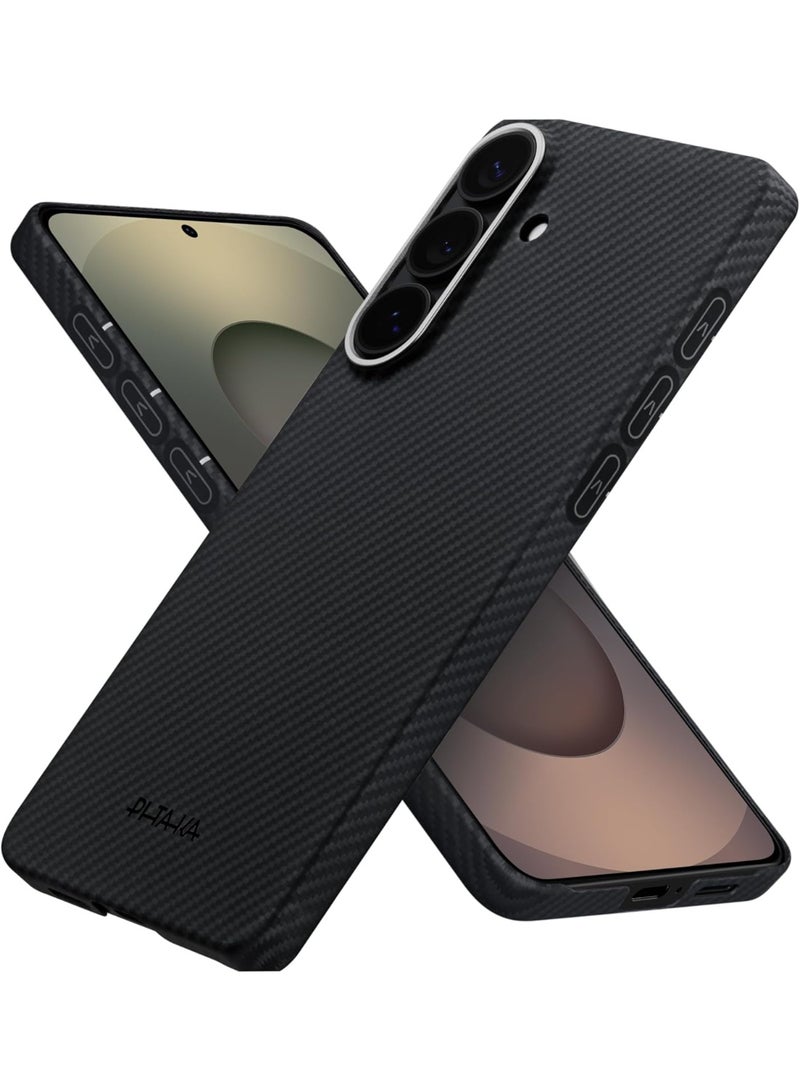 pitaka for S26 Plus Case, 6.7 Inch, Compatible with MagSafe, Ultra-Slim Samsung Galaxy S26 Plus Case with Aaron Button, 600D Aramid Fiber Woven [Edge Case - Black/Grey] - Image 1