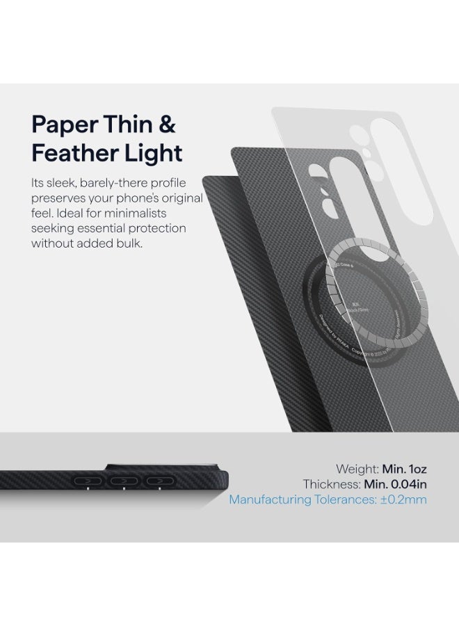 pitaka for S26 Plus Case, 6.7 Inch, Compatible with MagSafe, Ultra-Slim Samsung Galaxy S26 Plus Case with Aaron Button, 600D Aramid Fiber Woven [Edge Case - Black/Grey] - Image 3