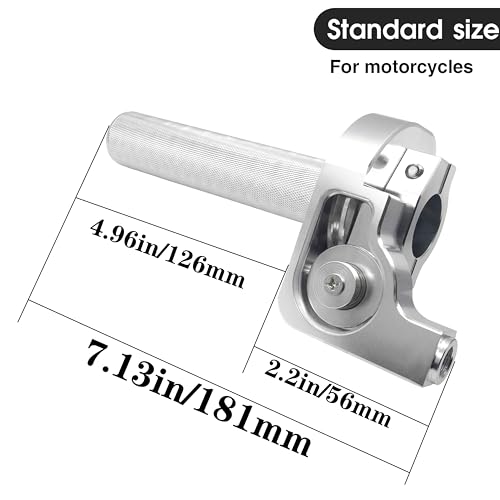 JXPANG Motorcycle Throttle Grip 7/8" 22mm CNC Aluminum Quick Twister with Throttle Cable for KLX CR CRF EXC XR CRF50 CRF230 50 110 125 230 250 Dirt Pit Bike Motocross Motorbike Quad ATV (Style-B-Silver) - Image 5
