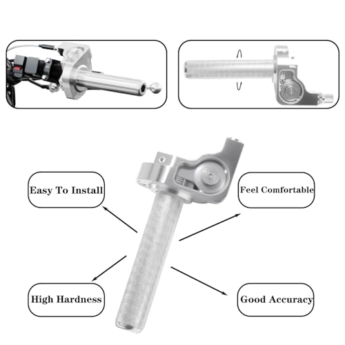 JXPANG Motorcycle Throttle Grip 7/8" 22mm CNC Aluminum Quick Twister with Throttle Cable for KLX CR CRF EXC XR CRF50 CRF230 50 110 125 230 250 Dirt Pit Bike Motocross Motorbike Quad ATV (Style-B-Silver) - Image 3