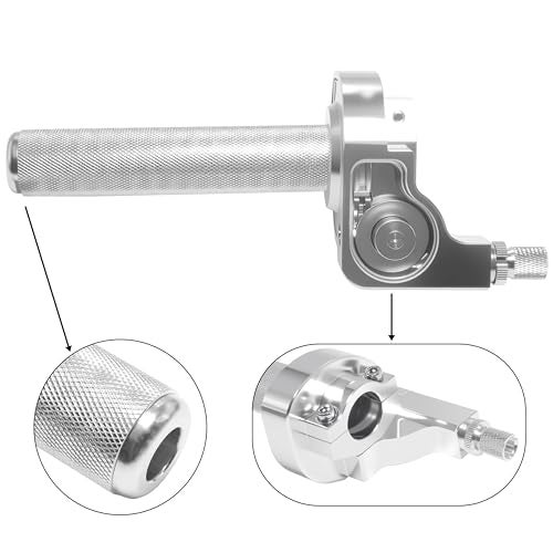 JXPANG Motorcycle Throttle Grip 7/8" 22mm CNC Aluminum Quick Twister with Throttle Cable for KLX CR CRF EXC XR CRF50 CRF230 50 110 125 230 250 Dirt Pit Bike Motocross Motorbike Quad ATV (Style-B-Silver) - Image 4