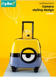Bybeo 3PCS Kids Luggage Set,Children Travel Suitcase,Minions Rolling Luggages,Child Trolley Bag with Swan Plush Doll,U-Shaped Pillow,Wheels and Telescopic Handle for Kid Toddlers Boys Girls,20 Inch  - Image 2