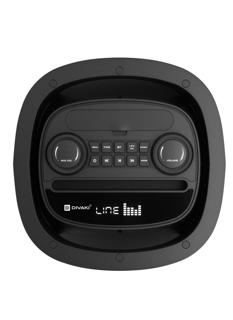 DIVAKI - Extra Bass Portable Speaker 1600W, 2 Wireless Microphone Built In Rechargeable Battery, Bluetooth DT-R1600B - Image 1